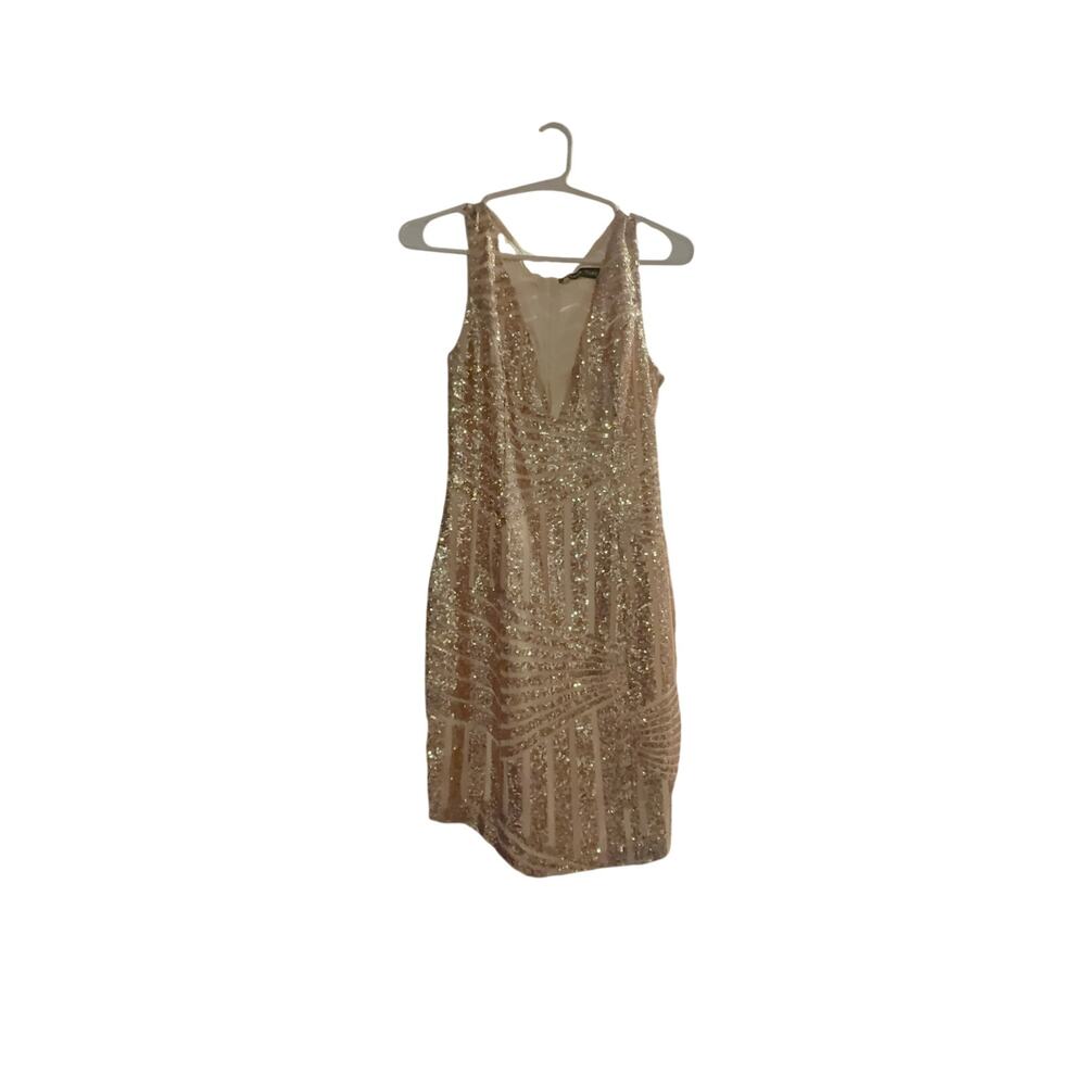 Lookbook Store Rose Gold Sequin Mini Dress Size 4 Art Deco Gatsby Party Cocktail